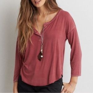 AEO soft and sexy baseball Henley tee